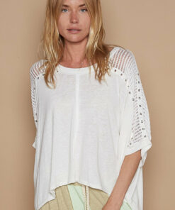 POL Eyelet Detail Studded High-Low Top