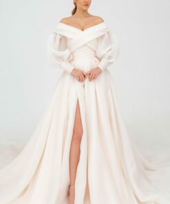 Coral Extra Convertible Wedding Dress Audrey (Basic dress + bolero + bow + detachable train)