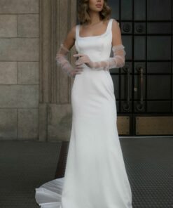 Satin Wedding Dress Solly with Sweep Train