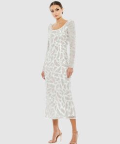 Foliage Embellished Midi Sheath Dress
