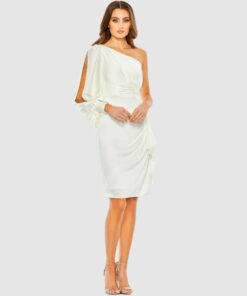 Satin One Sleeve Cocktail Dress