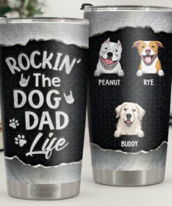 Rockin' The Amazing Dog Dad Life - Personalized Tumbler - Gift For Dog Lovers, Dog Owners, Dog Gift, Gift For Pet Lovers
