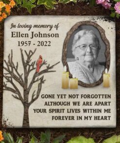 Although We're Apart, Your Spirit Lives Within Me - Personalized Memorial Stone, Human Grave Marker - Upload Image, Memorial Gift, Sympathy Gift