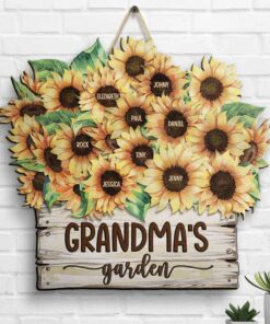 Grandma's Little Garden - Personalized Shaped Wood Sign - Gift For Grandma, Grandparents