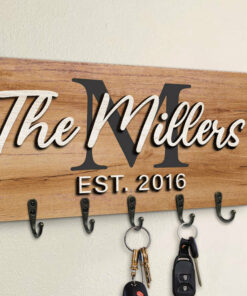 Our Sweet Family - Personalized Key Hanger, Key Holder, 2-Layer Wood Key Hanger - Gift For Couple, Husband Wife, Anniversary, Engagement, Wedding, Marriage Gift