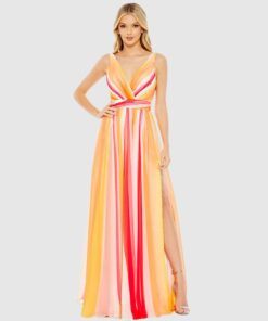 Striped Multi Sleeveless Gown