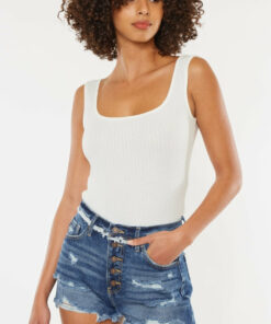 Kancan Distressed Button Fly Denim Shorts