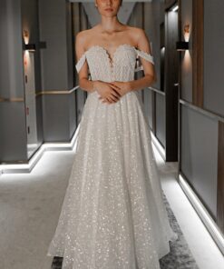 Shiny A-line Wedding Dress Coral