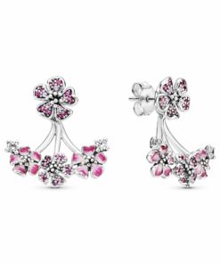 Pink Peach Blossom Flower Stud Earrings