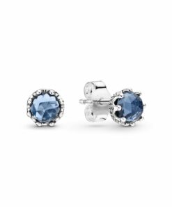 Blue Sparkling Crown Stud Earrings