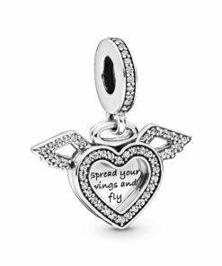 Heart & Angel Wings Dangle Charm