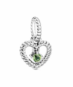 Spring Green Beaded Heart Dangle Charm