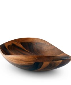 Wave Pattern Large Acacia Wood Salad Bowl