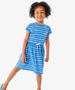 Drawstring dress in heathered stripe