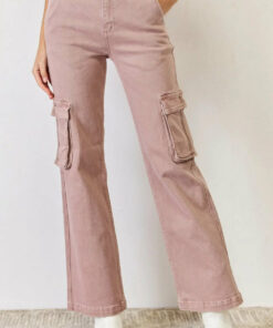 RISEN Full Size High Rise Cargo Wide Leg Jeans