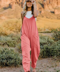 Double Take Full Size Sleeveless V-Neck Pocketed Jumpsuit