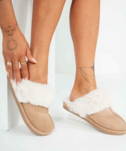 Hadlee Camel Faux Fur Slippers