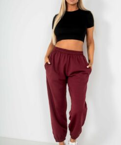Olivia Burgundy Oversized Joggers