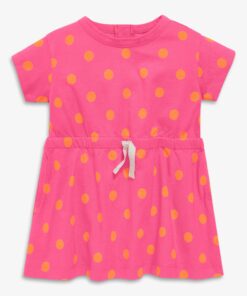 Baby drawstring dress in dot