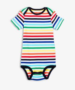 Short sleeve babysuit in rainbow stripe