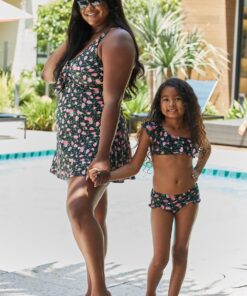 Marina West Swim Full Size Clear Waters Swim Dress in Black Roses