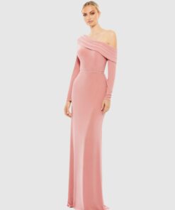 Drop Shoulder Long Sleeve Column Gown