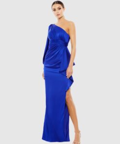 One Shoulder Bishop Sleeve Gown