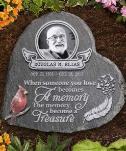 The Memory Becomes A Treasure - Personalized Memorial Stone, Human Grave Marker - Upload Image, Memorial Gift, Sympathy Gift