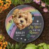 A Piece Of My Heart Is At The Rainbow Bridge - Personalized Memorial Stone, Pet Grave Marker - Upload Image, Memorial Gift, Sympathy Gift