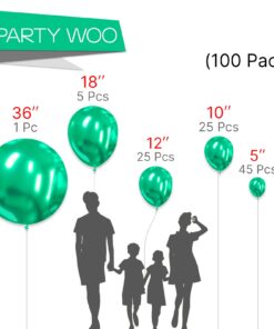 partywoo-metallic-green-balloons-100-pcs-green-metallic-balloons-different-sizes-pack-of-36-inch-18-inch-12-inch-10-inch-5-inch-chrome-green-balloons-for-balloon-arch-as-party-decorations-green-g103
