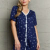 MOON NITE Quilted Quivers Button Down Sleepwear Dress