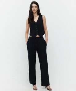 מכנסי WIDE LEG עם טקסטורה