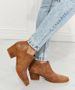 MMShoes Trust Yourself Embroidered Crossover Cowboy Bootie in Caramel