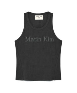 VINTAGE LOGO PRINTING SLEEVELESS TOP IN CHARCOAL