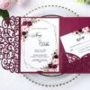 burgundy-tri-fold-laser-cut-wedding-invitation-pocket-with-envelopes-lcp004