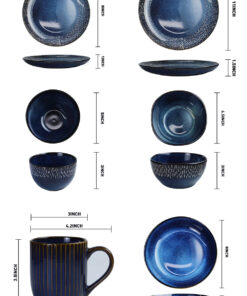 dinner-set-red-blue-black-solid-two-stone-color-glazed-stoneware-ceramic-crockery-dinnerware