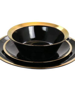 bulk-wedding-nordic-under-glazed-black-ceramic-dinner-plate-porcelain-dinnerware-gold-rim-hotel-dinner-set