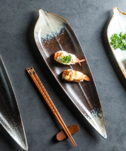 hot-sales-restaurant-unique-leaf-shaped-porcelain-snack-appetizer-serving-tray-dessert-sushi-plates