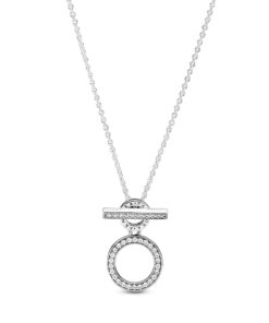 Double Hoop T-bar Necklace