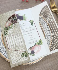 gold-glittery-laser-cut-wedding-invitations-with-geometric-floral-designs-lcz049