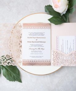 modern-tri-folded-blush-pink-laser-cut-wedding-invitations-pocket-lcz037