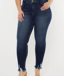 Kancan Full Size Cat's Whiskers Raw Hem High Waist Jeans