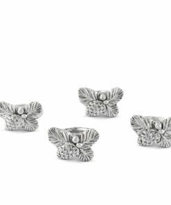 Pine Cone Forest Pattern Napkin Rings Set of 4