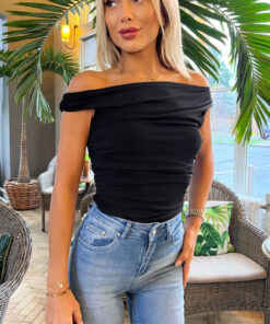 Brea Black Ruched Bodysuit