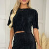 Natasha Black Plisse Top