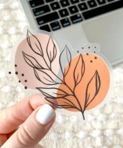 Clear Pink Leaves Sticker