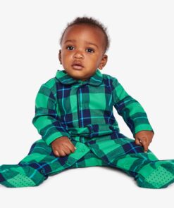 Baby plaid snap footie