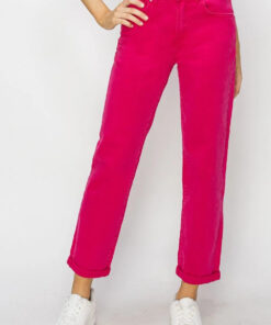 RISEN High Waist Rolled Hem Straight Jeans