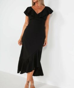 Daphne Black Frill Detail Dress