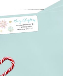 Christmas Address Labels Snowflakes Multi-color Envelope Seals Stickers Gift Tags Set of 60